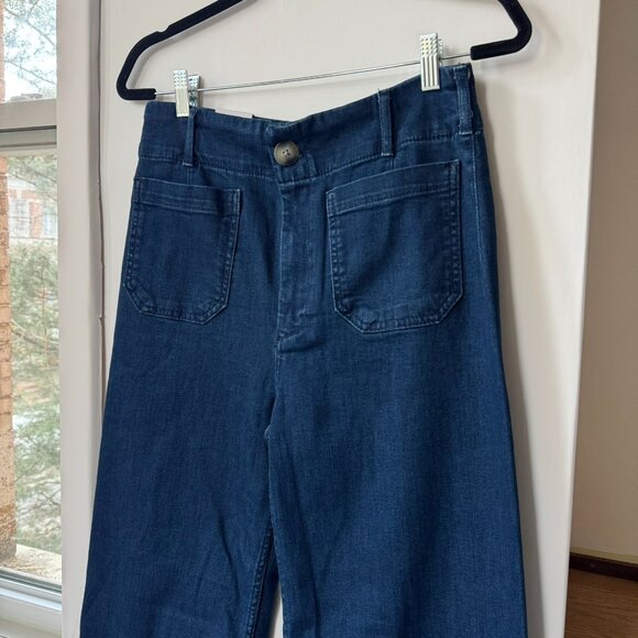 NWT Anthropologie The Colette Crop Wide-Leg Jeans Dark Denim Blue 29 - Picture 5 of 11